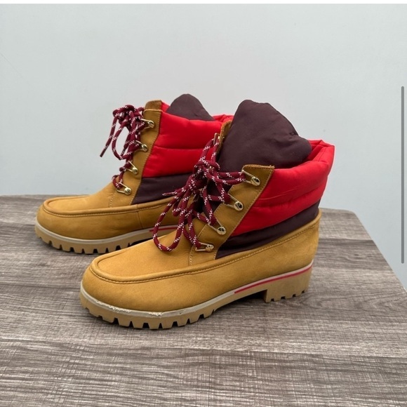 ANTHROPOLOGY CECILIA NY TILDEN woman tan luxury work boot with colorful top 9M - Picture 5 of 13